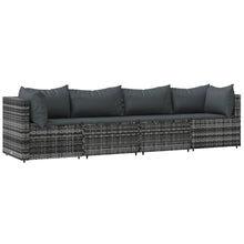 4-Delige Loungeset Met Kussens Poly Rattan Grijs 2x hoek + 2x midden