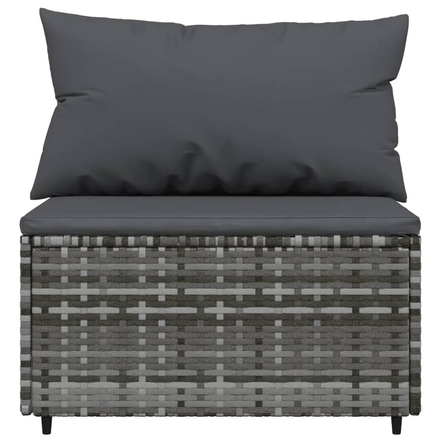 4-Delige Loungeset Met Kussens Poly Rattan Grijs 2x hoek + 2x midden
