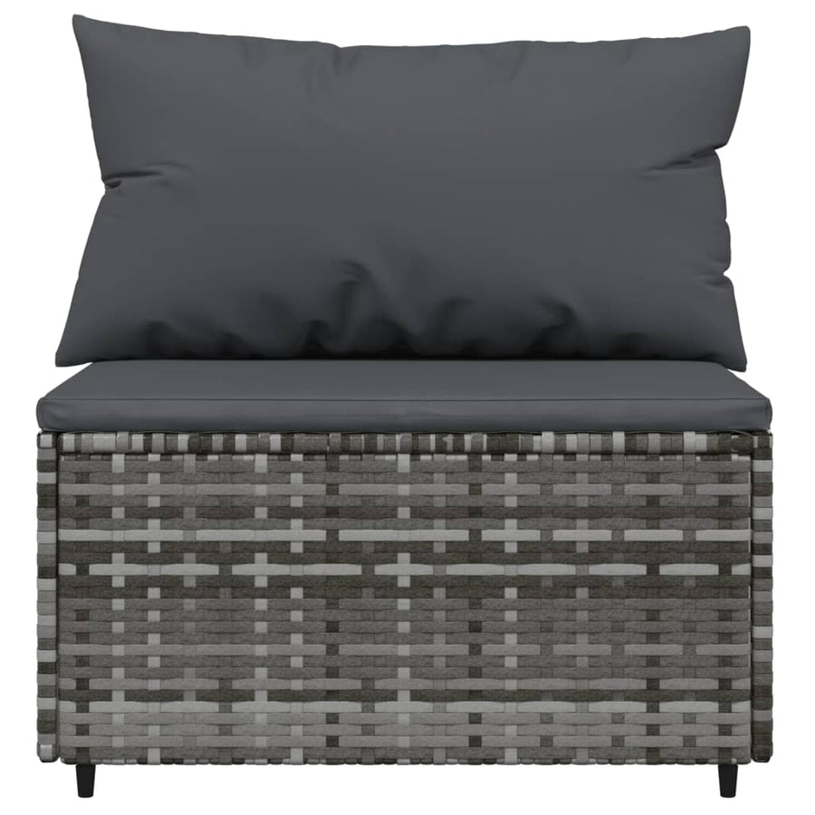 Tuin Met Kussens Poly Rattan Grijs Middenbank