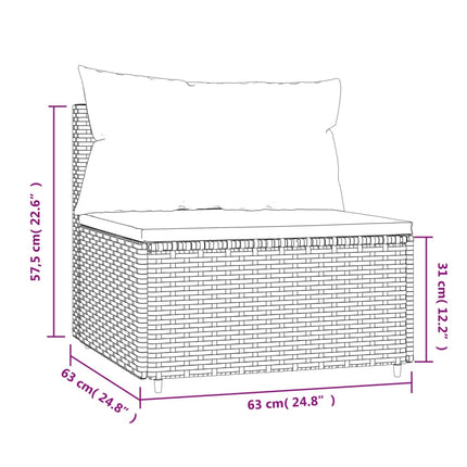 Tuin Met Kussens Poly Rattan Grijs Middenbank