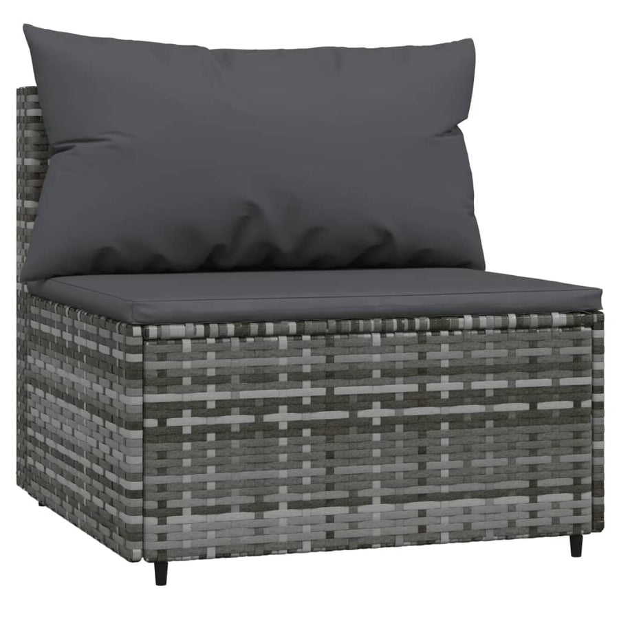 Tuinmiddenbank Met Kussens 2 St Poly Rattan Grijs 2x midden