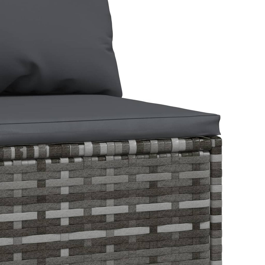 Tuinmiddenbank Met Kussens 2 St Poly Rattan Grijs 2x midden