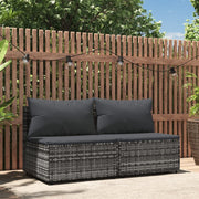 Tuinmiddenbank poly rattan grijs met kussens