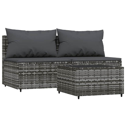 3-Delige Loungeset Met Kussens Poly Rattan 1