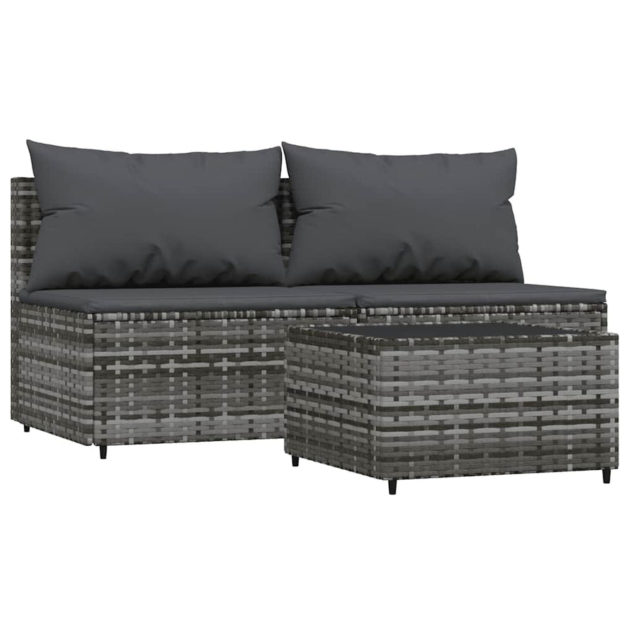 3-Delige Loungeset Met Kussens Poly Rattan 1