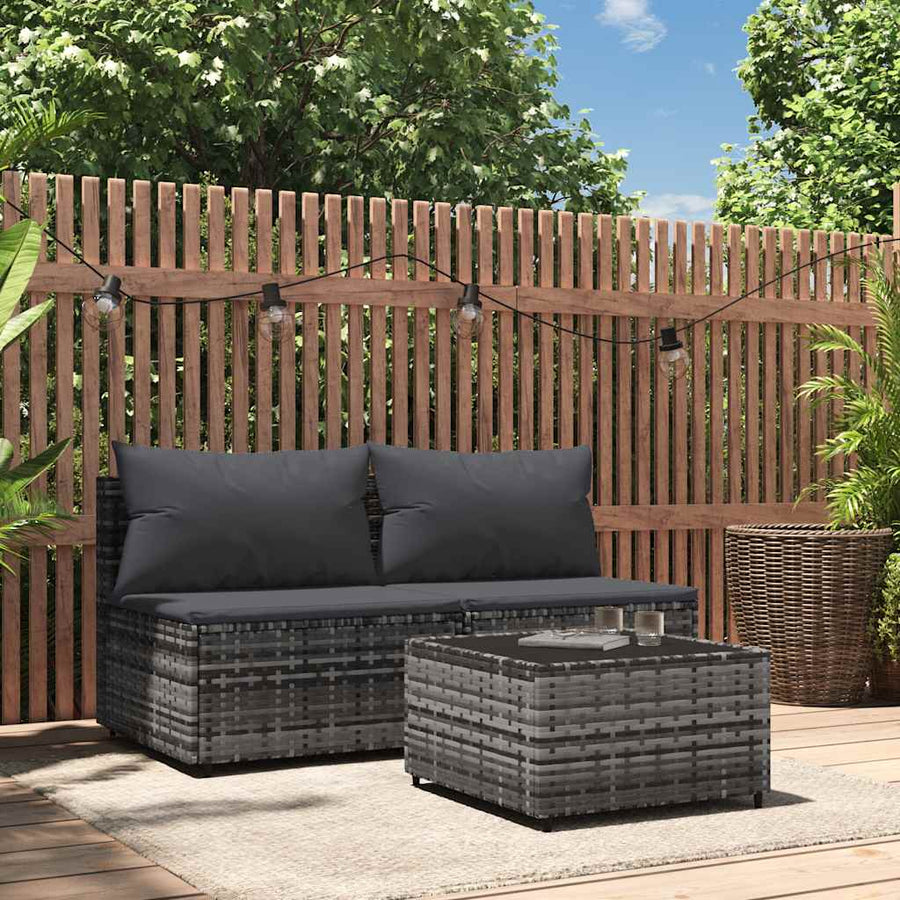 3-Delige Loungeset Met Kussens Poly Rattan 1
