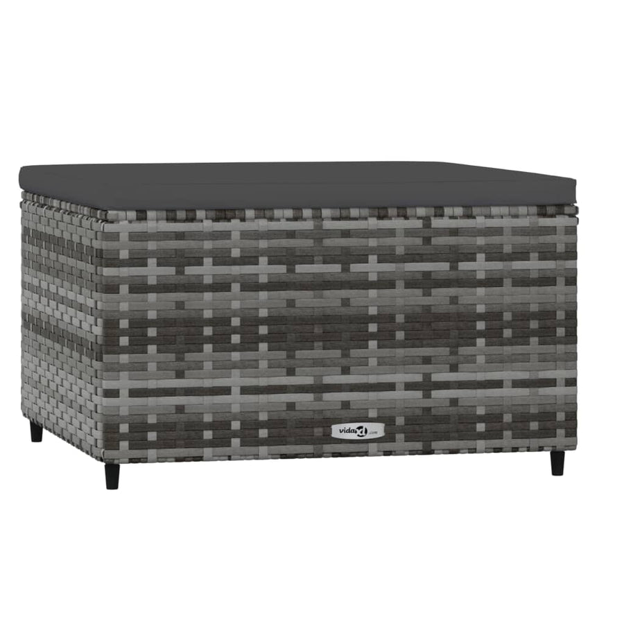Voetensteun Met Kussen Poly Rattan 1 Grijs
