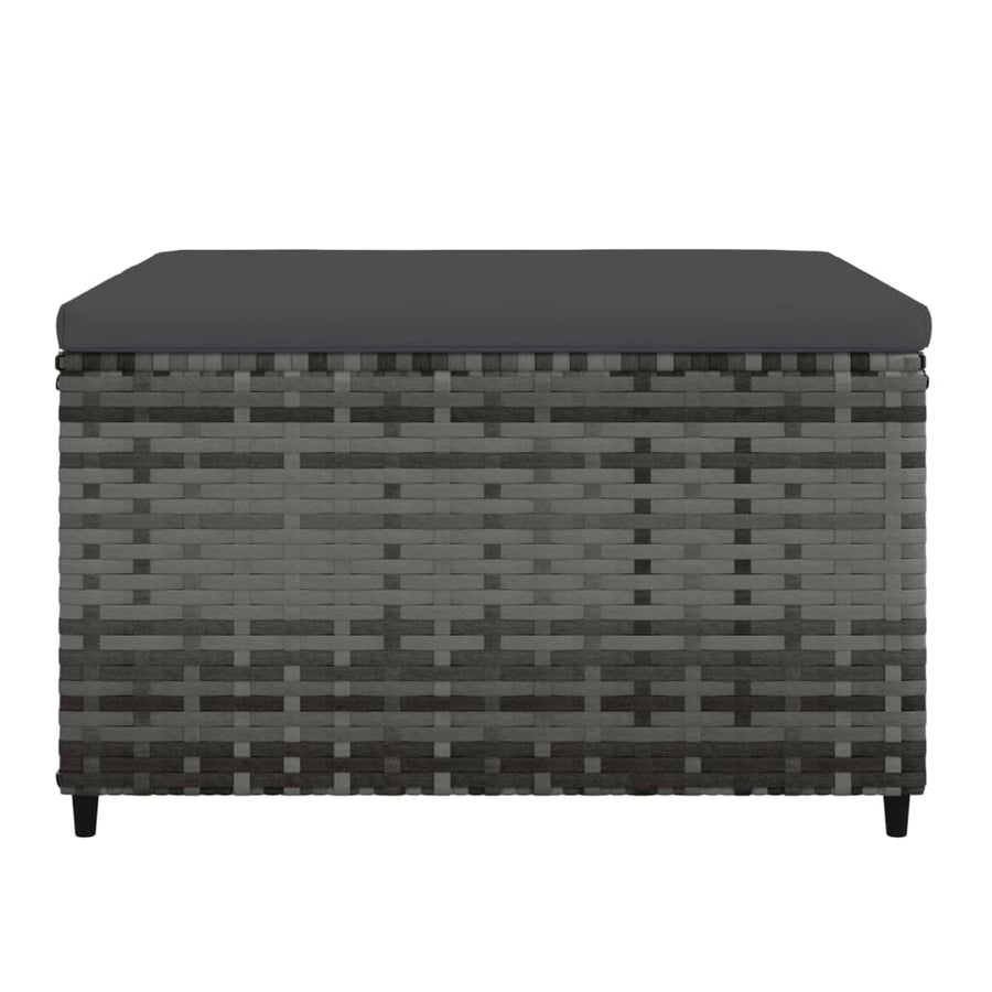 Voetensteun Met Kussen Poly Rattan 1 Grijs
