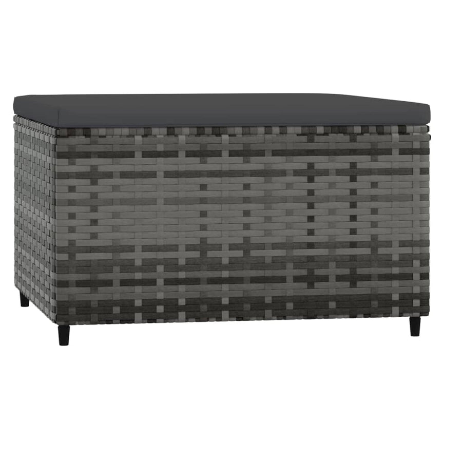 Voetensteun Met Kussen Poly Rattan 1 Grijs