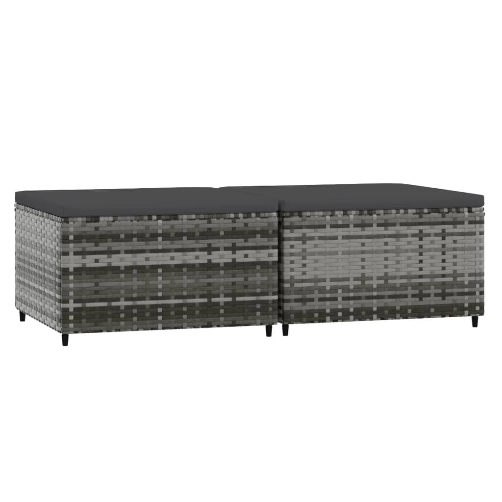 Voetensteunen Met Kussens Poly Rattan 2 Grijs