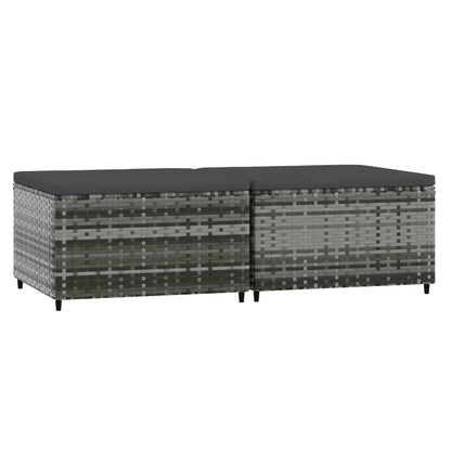 Voetensteunen Met Kussens Poly Rattan 2 Grijs