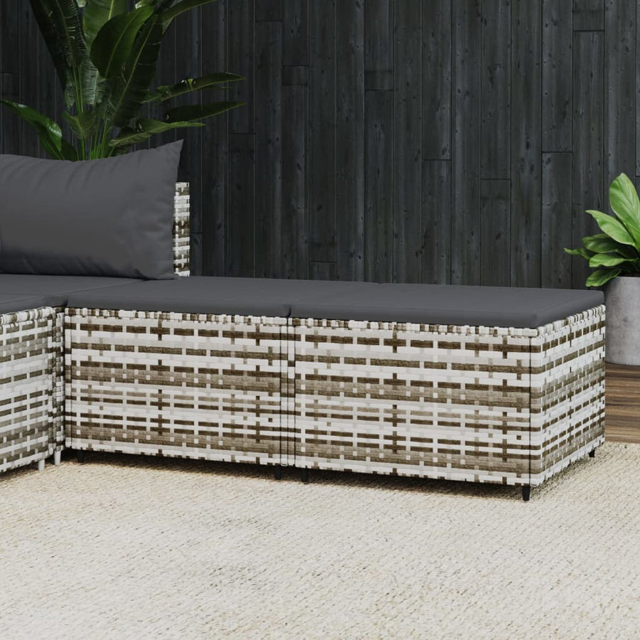 Voetensteunen Met Kussens Poly Rattan 2 Grijs