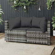 Tuinhoekbank 2 stuks poly rattan grijs