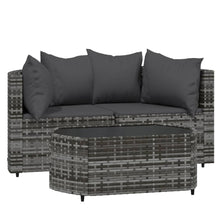 3-Delige Loungeset Met Kussens Poly Rattan Grijs 2x hoek + Tafel