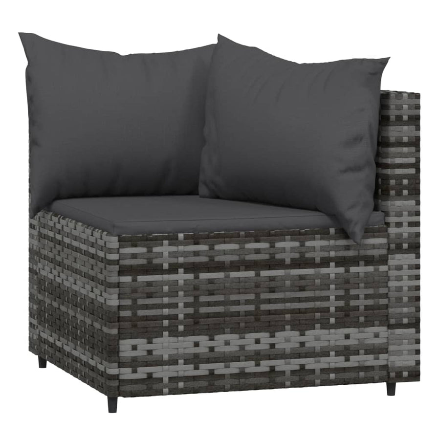 3-Delige Loungeset Met Kussens Poly Rattan Grijs 2x hoek + Tafel