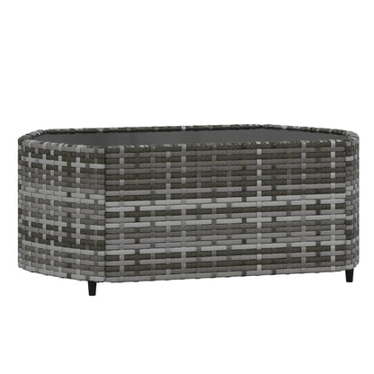 3-Delige Loungeset Met Kussens Poly Rattan Grijs 2x hoek + Tafel