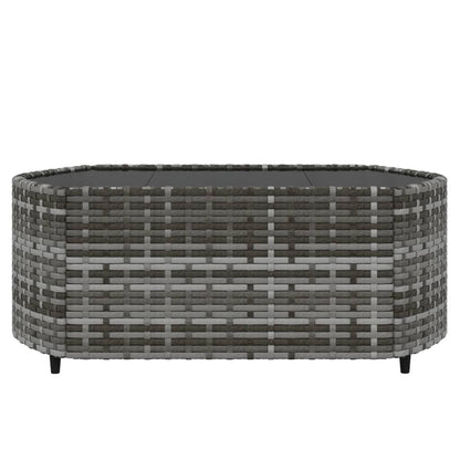 3-Delige Loungeset Met Kussens Poly Rattan Grijs 2x hoek + Tafel