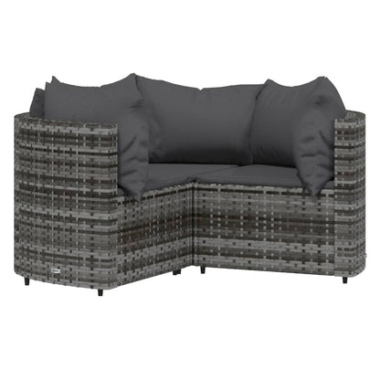 -Delige Loungeset Met Kussens Poly Rattan Grijs