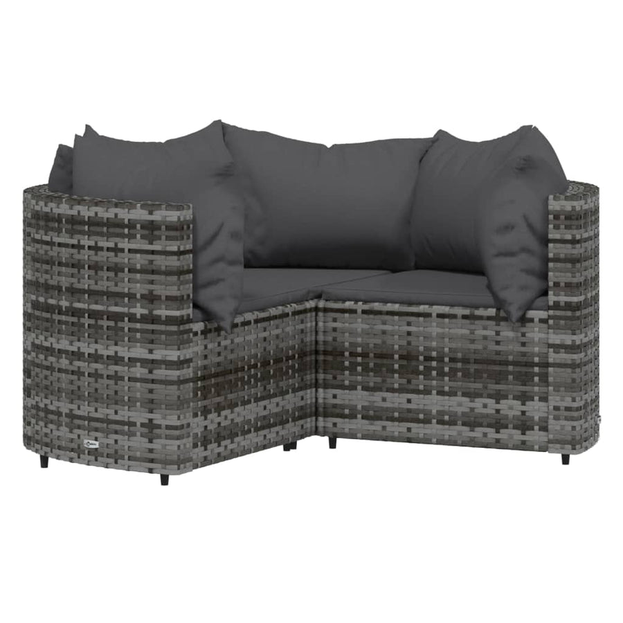 -Delige Loungeset Met Kussens Poly Rattan Grijs