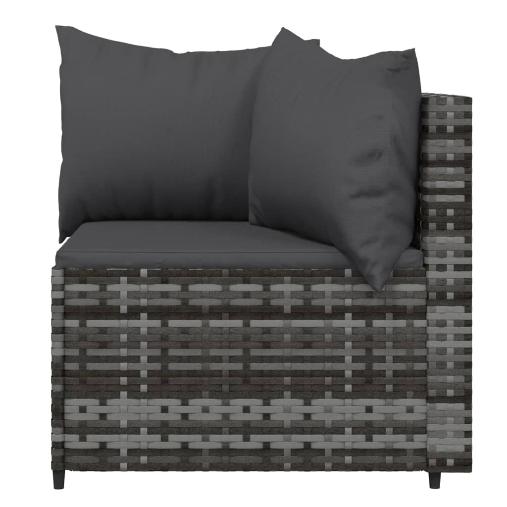 -Delige Loungeset Met Kussens Poly Rattan Grijs