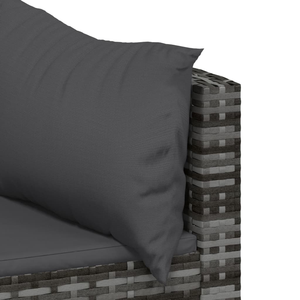 -Delige Loungeset Met Kussens Poly Rattan Grijs