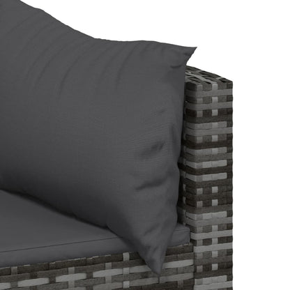 -Delige Loungeset Met Kussens Poly Rattan Grijs