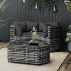 -Delige Loungeset Met Kussens Poly Rattan Grijs