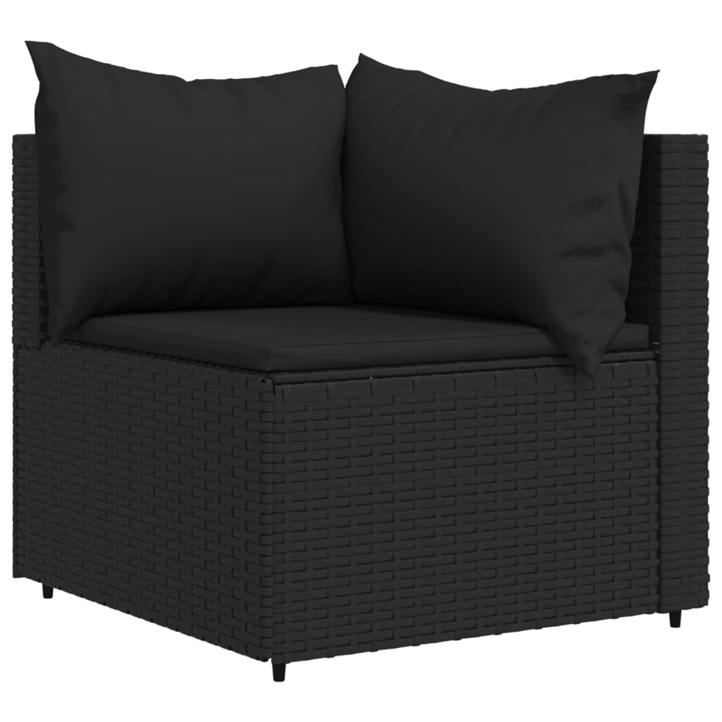 Tuinhoekbanken Met Kussens 2 St Poly Rattan Zwart 2x hoek