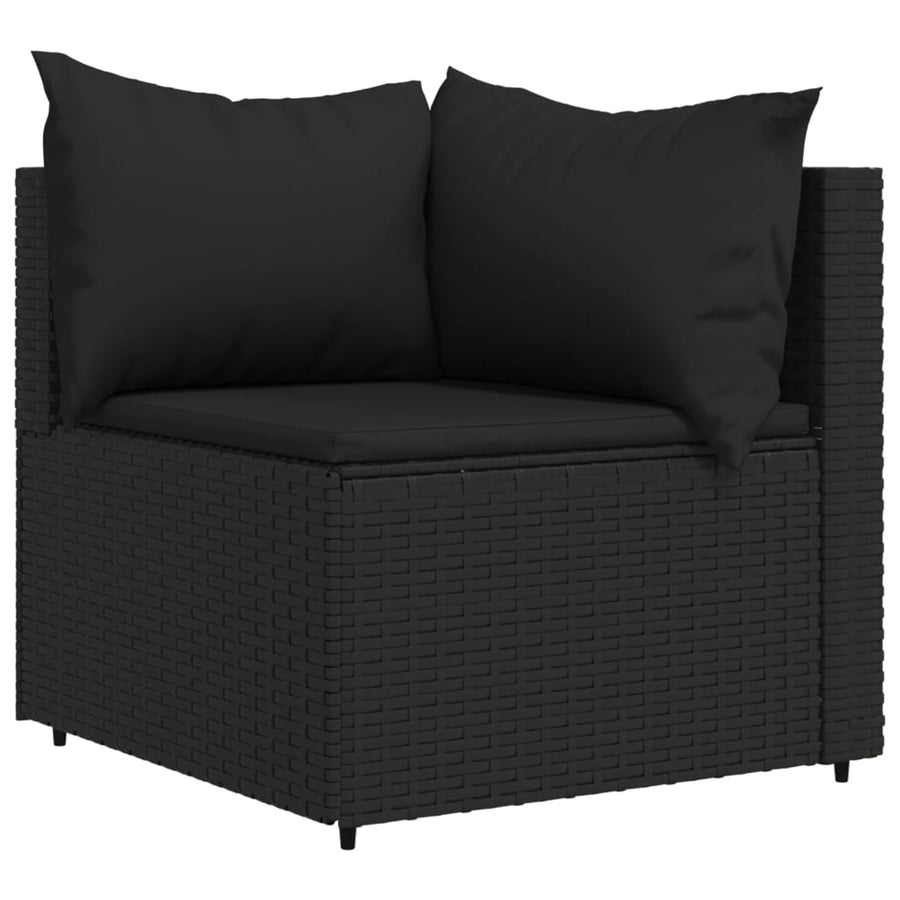 Tuinhoekbanken Met Kussens 2 St Poly Rattan Zwart 2x hoek