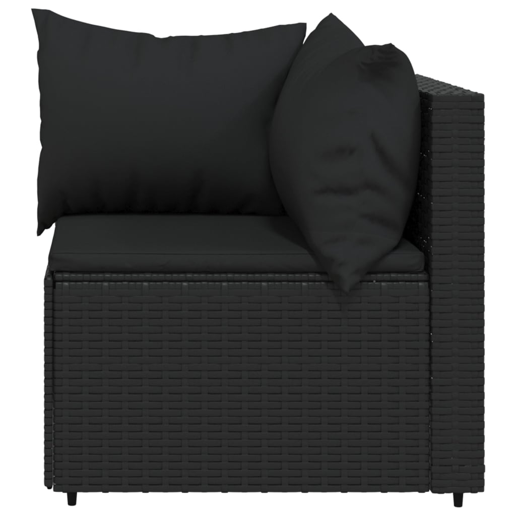 Tuinhoekbanken Met Kussens 2 St Poly Rattan Zwart 2x hoek