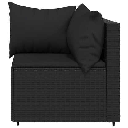 Tuinhoekbanken Met Kussens 2 St Poly Rattan Zwart 2x hoek