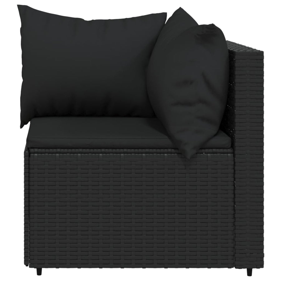 Tuinhoekbanken Met Kussens 2 St Poly Rattan Zwart 2x hoek