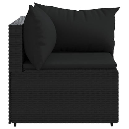 Tuinhoekbanken Met Kussens 2 St Poly Rattan Zwart 2x hoek