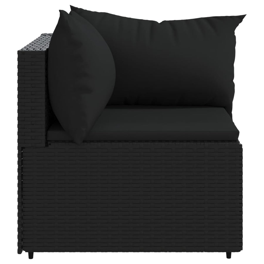 Tuinhoekbanken Met Kussens 2 St Poly Rattan Zwart 2x hoek