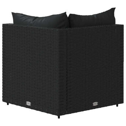 Tuinhoekbanken Met Kussens 2 St Poly Rattan Zwart 2x hoek