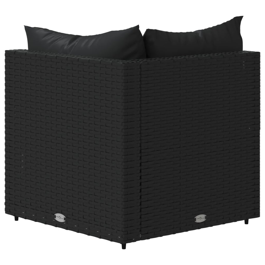 Tuinhoekbanken Met Kussens 2 St Poly Rattan Zwart 2x hoek