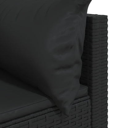 Tuinhoekbanken Met Kussens 2 St Poly Rattan Zwart 2x hoek