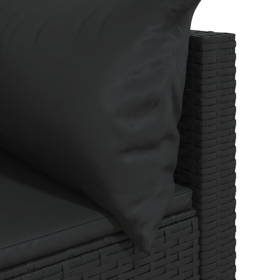 Tuinhoekbanken Met Kussens 2 St Poly Rattan Zwart 2x hoek