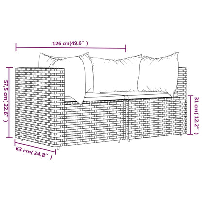 Tuinhoekbanken Met Kussens 2 St Poly Rattan Zwart 2x hoek