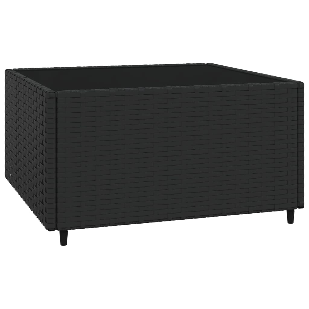 3-delige Loungeset met kussens poly rattan zwart Zwart 2x hoek + Tafel