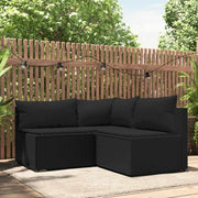 Loungeset 3-delig poly rattan zwart met kussens