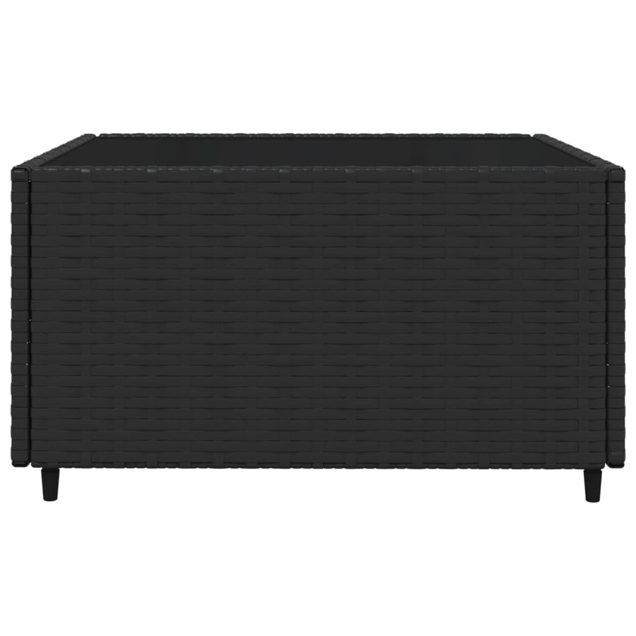 4-Delige Loungeset Met Kussens Poly Rattan Zwart hoek + 2x midden + Tafel