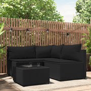 Loungeset 4-delig poly rattan zwart