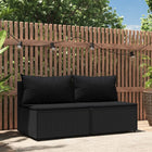 Tuinmiddenbanken met kussens 2 st poly rattan zwart Zwart 2x midden