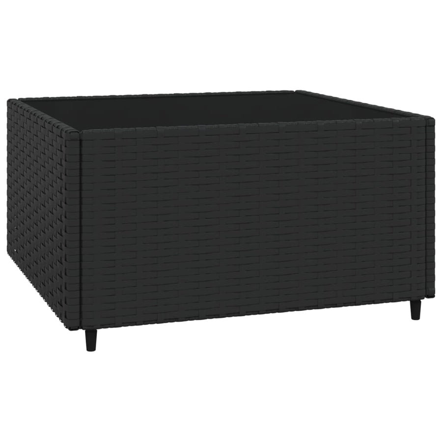 3-Delige Loungeset Met Kussens Poly Rattan Zwart 2x midden + Tafel