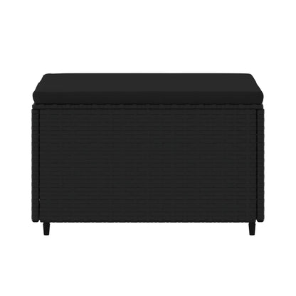 Voetensteun Met Kussen Poly Rattan 1 Zwart