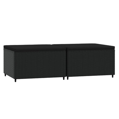 Voetensteunen Met Kussens Poly Rattan 2 Zwart