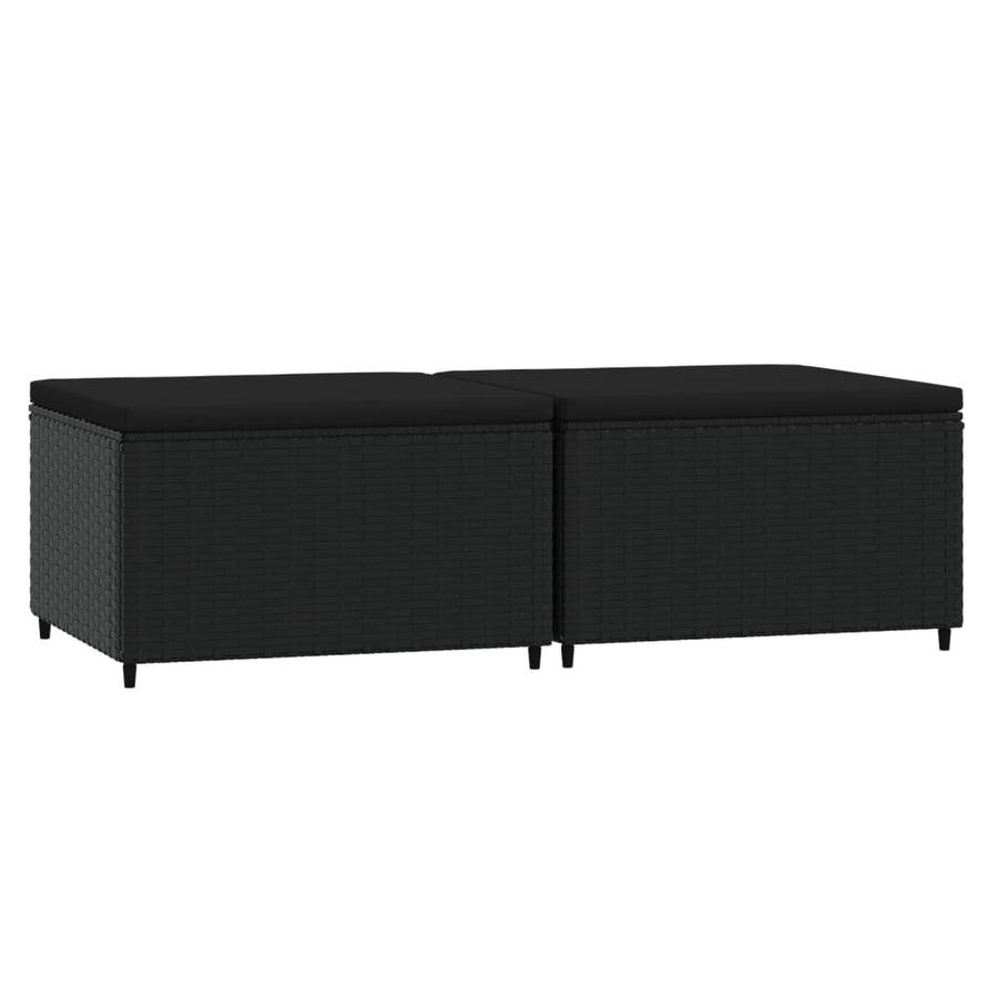 Voetensteunen Met Kussens Poly Rattan 2 Zwart