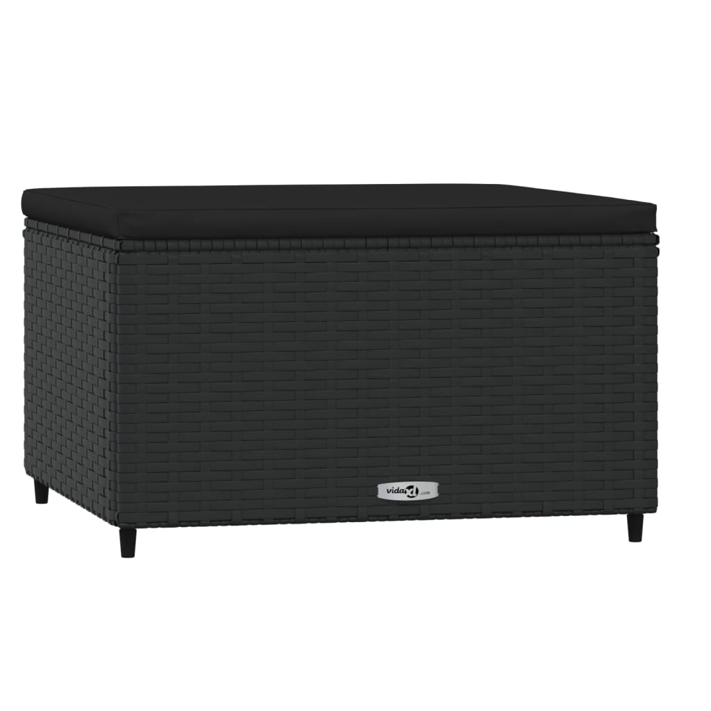 Voetensteunen Met Kussens Poly Rattan 2 Zwart