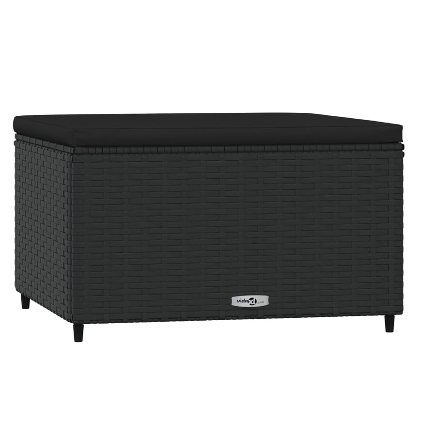Voetensteunen Met Kussens Poly Rattan 2 Zwart